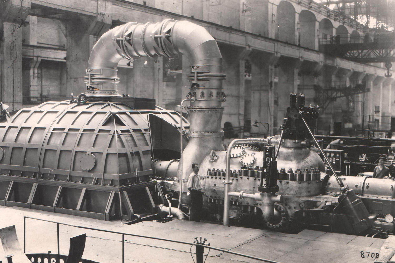 Парова турбіна типу ПВК-150 на випробувальному стенді 1958 рік